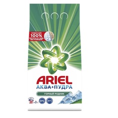 Стиральный порошок Ariel автомат Горный родник аква+пудра 20 стирок, 3 кг