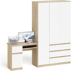 Комплект СВК Мори Стол компьютерный МС-1 правый + Шкаф МШ1200.1, цвет дуб сонома/белый