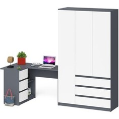 Комплект СВК Мори Стол компьютерный МС-16 левый + Шкаф МШ1200.1, цвет графит/белый