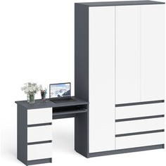 Комплект СВК Мори Стол компьютерный МС-6 левый + Шкаф МШ1200.1, цвет графит/белый