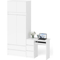 Комплект СВК Мори Стол компьютерный МС-6 левый + Шкаф МШ900.1 + Антресоль МА900.1, цвет белый