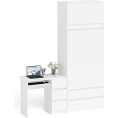 Комплект СВК Мори Стол компьютерный МС-6 правый + Шкаф МШ900.1 + Антресоль МА900.1, цвет белый