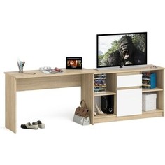 Комплект СВК Мори Стол письменный МСП1200.1 + Тумба МТВ1204.1, цвет дуб сонома/белый