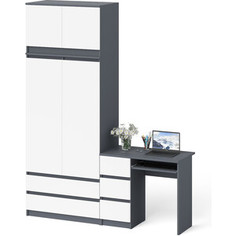 Комплект СВК Мори Стол компьютерный МС-6 левый + Шкаф МШ900.1 + Антресоль МА900.1, цвет графит/белый