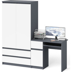 Комплект СВК Мори Стол компьютерный МС-1 левый + Шкаф МШ900.1, цвет графит/белый