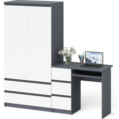 Комплект СВК Мори Стол компьютерный МС-6 левый + Шкаф МШ900.1, цвет графит/белый