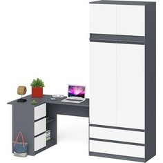 Комплект СВК Мори Стол компьютерный МС-16 левый + Шкаф МШ900.1 + Антресоль МА900.1, цвет графит/белый