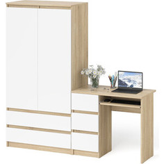 Комплект СВК Мори Стол компьютерный МС-6 левый + Шкаф МШ900.1, цвет дуб сонома/белый