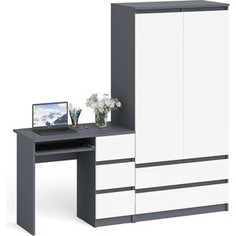 Комплект СВК Мори Стол компьютерный МС-6 правый + Шкаф МШ900.1, цвет графит/белый
