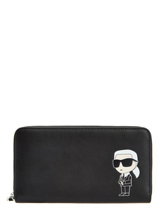 Кошелек из матовой кожи с объемным декором K/Ikonik Karl Lagerfeld