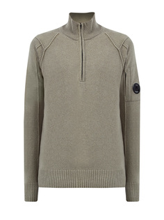Шерстяной свитер с воротом-стойкой на молнии и линзой C.P.Company