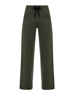 Широкие брюки из трикотажа с поясом на контрастной кулиске Yves Salomon