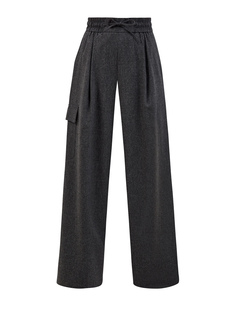 Широкие брюки-карго из шерстяной и кашемировой фланели Yves Salomon