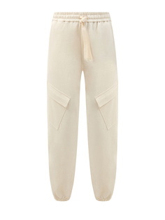 Хлопковые брюки с диагональными накладными карманами и кулиской Jil Sander