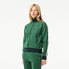 Жаккардовый свитшот Lacoste с монограммой на молнии