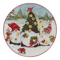 Тарелка закусочная Certified International Рождественские гномы с елочкой 22 см