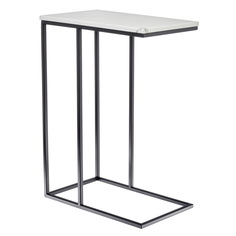 Придиванный столик BRADEXHOME Loft 50x30 см Белый мрамор/Черные ножки