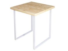Стол кухонный Solarius Loft металл-дерево 80x80х75, без покрытия с белыми ножками