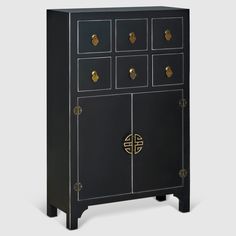 Комод универсальный Design с ручками черный 63 x 26 x 101 см No Brand