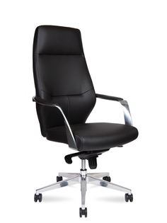 Кресло офисное Norden Capital Black, хромированая база, черная экокожа