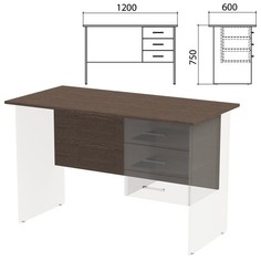 Столешница, царга стола письменного с тумбой Канц 1200х600х750 мм, цвет венге, СК50.16.1