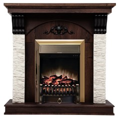 Электрокамин RealFlame Corfino NT с Fobos s Lux BR, звук потрескивания дров