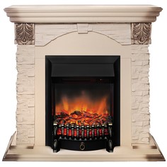 Электрокамин RealFlame Dublin Lux WT с Fobos BL S, звуковая имитация, пульт ДУ