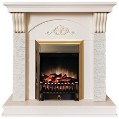 Электрокамин RealFlame Corfino WT с Fobos s Lux BR, звук потрескивания дров