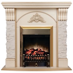 Электрокамин RealFlame Athena WT с Fobos s Lux BR, звук потрескивания дров