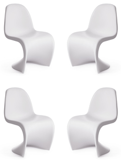 Стулья для кухни пластиковые со спинкой TetChair PANTON (mod. C1074), 4 шт, белый