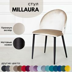 Стул для кухни Stuler Сhairs Millaura, Бежевый велюр черные матовые ножки
