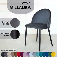 Стулья для кухни Stuler Сhairs Millaura 1 шт, Серый велюр черные матовые ножки