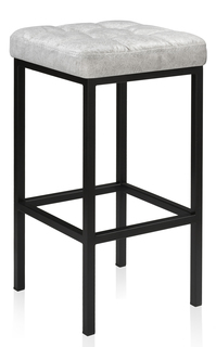 Барный стул Woodville Лофт, кожзам, серый мрамор / черный матовый