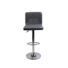 Стул барный регулируемый, эко-кожа, серый No Brand