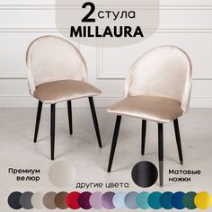 Стулья для кухни Stuler Сhairs Millaura 2 шт, Бежевый велюр черные матовые ножки