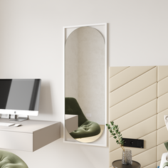 Зеркало настенное GENGLASS KVADEN White M 139x54 см, GGM-17-3-1 дизайнерское, в белой раме
