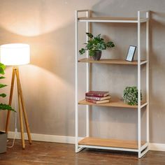 Стеллаж LoftDC Bombay дуб/белый каркас 90х40х190 см