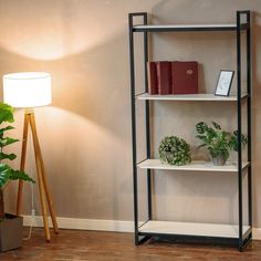 Стеллаж LoftDC Bombay белый/черный каркас 90х40х190 см