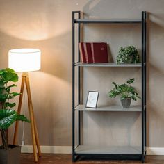 Стеллаж LoftDC Bombay серый/черный каркас 90х40х190 см