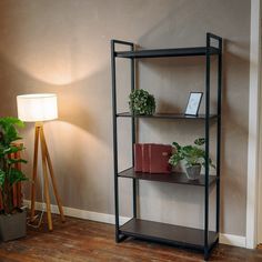 Стеллаж LoftDC Bombay венге/черный каркас 90х40х190 см