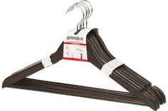 Вешалка-плечики деревянная Brabix "Стандарт" 45см перекладина темно-коричневый 5шт 10 уп.