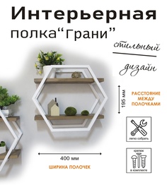 Полка настенная "Грани" белая, стиль лофт No Brand