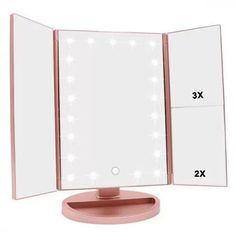 Зеркало косметическое VP-LUX с подсветкой, MIR-01, розовый