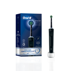 Щётка зубная Oral-B Vitality Pro электрическая, со сменной насадкой, чёрная, с рукавом