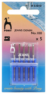 51010 Иглы машинные для джинсовой ткани № 100, 5 шт Pony