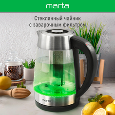 Чайник электрический Marta MT-4612 1.8 л прозрачный, черный