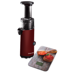 Соковыжималка шнековая Brayer BR1706+кухонные весы BR1800 130 Вт красный