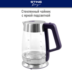Чайник электрический StingRay ST-KT3002A 2 л серебристый, фиолетовый
