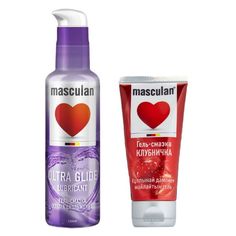 Гель-смазка Masculan Ультра скольжение, 130 мл + Гель Masculan Клубничка, 50 мл