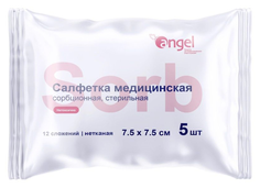 Салфетки медицинская 7,5x7,5,5шт,12 сл. Angel, 6шт No Brand